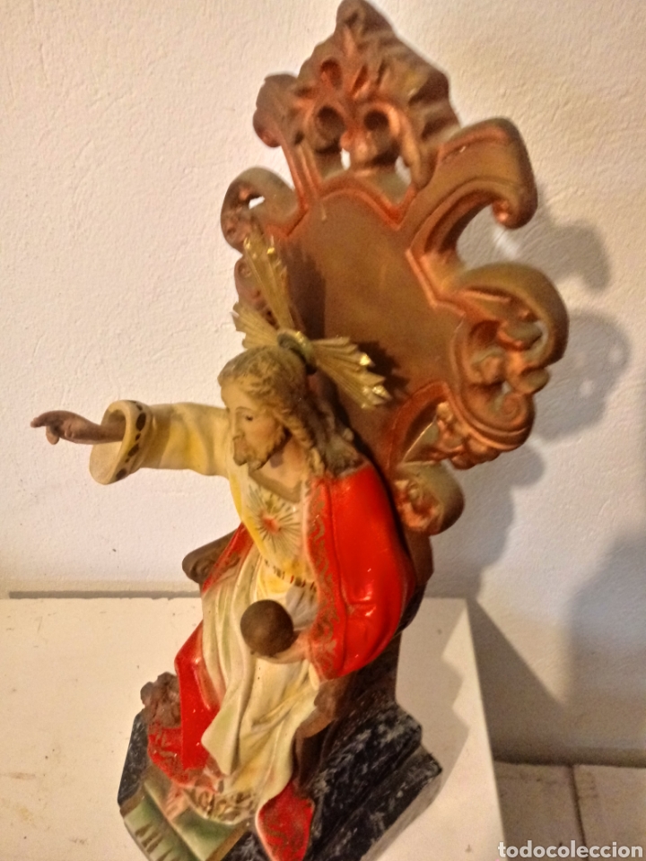 Antig&uuml;edades: Corazon de Jesus de escayola con peana - Foto 7