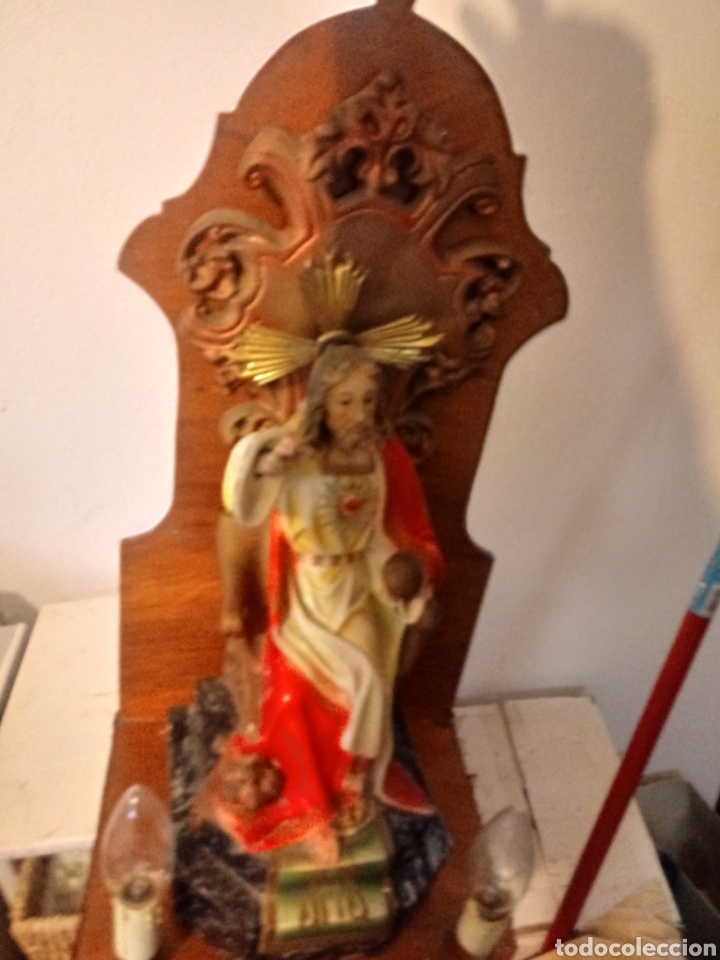 Antig&uuml;edades: Corazon de Jesus de escayola con peana - Foto 9