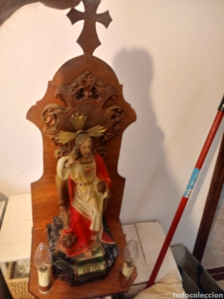 Antig&uuml;edades: Corazon de Jesus de escayola con peana - Foto 10