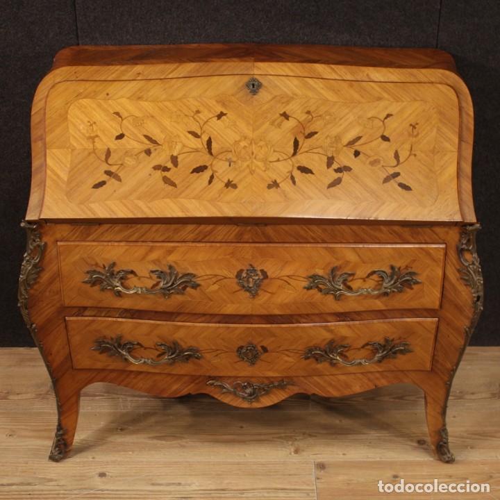 Antig&uuml;edades: Escritorio franc&eacute;s en madera con incrustaciones - Foto 3