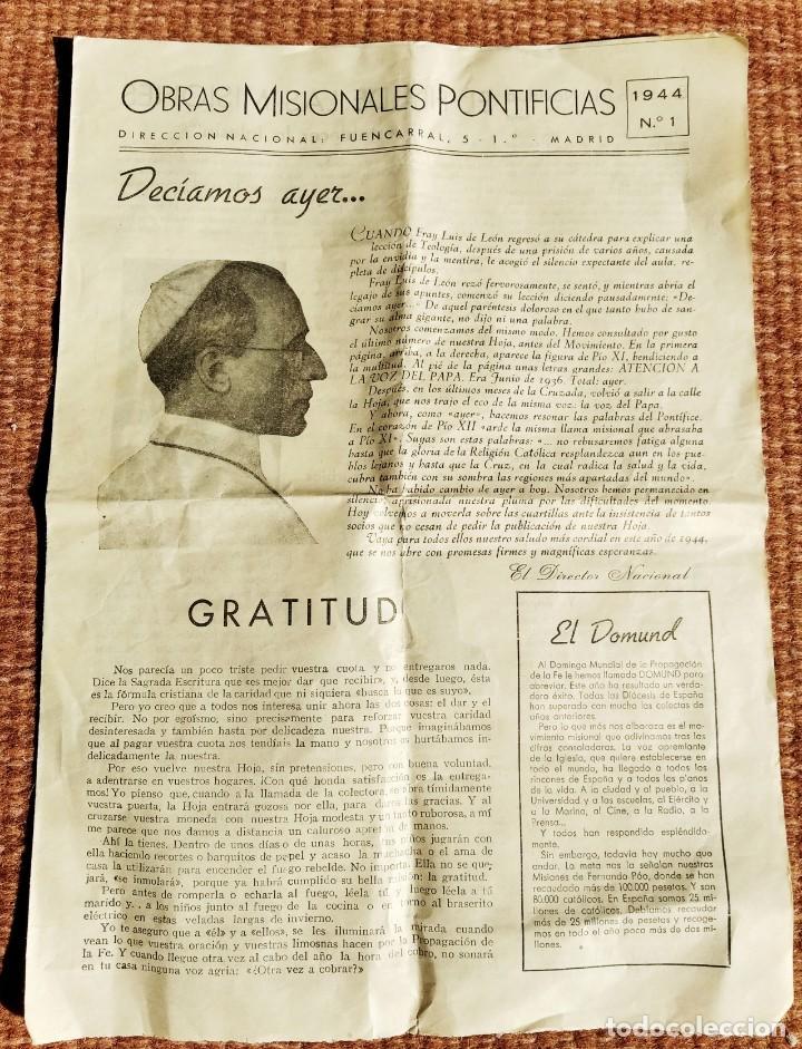 Antiquit&auml;ten: OBRAS MISIONALES PONTIFICIAS - N&ordm; 1 - 1944