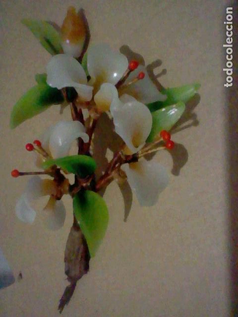 Antiquit&eacute;s: FLORES CRISTAL RAMO BLANCO VERDE LEER DESCRIPCION 16 CMS LARGO