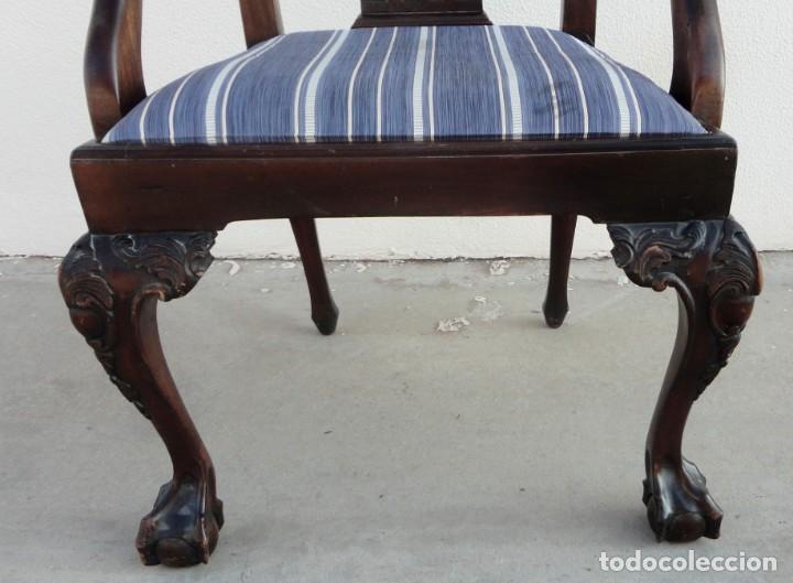 Antig&uuml;edades: Sillon estilo Chipendale, en madera de caoba tallada - Foto 3