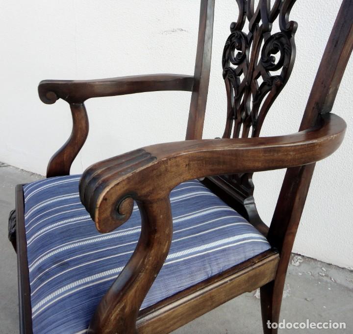 Antig&uuml;edades: Sillon estilo Chipendale, en madera de caoba tallada - Foto 5
