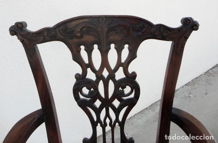 Antig&uuml;edades: Sillon estilo Chipendale, en madera de caoba tallada - Foto 6