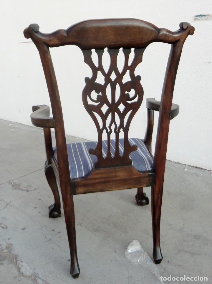 Antig&uuml;edades: Sillon estilo Chipendale, en madera de caoba tallada - Foto 7