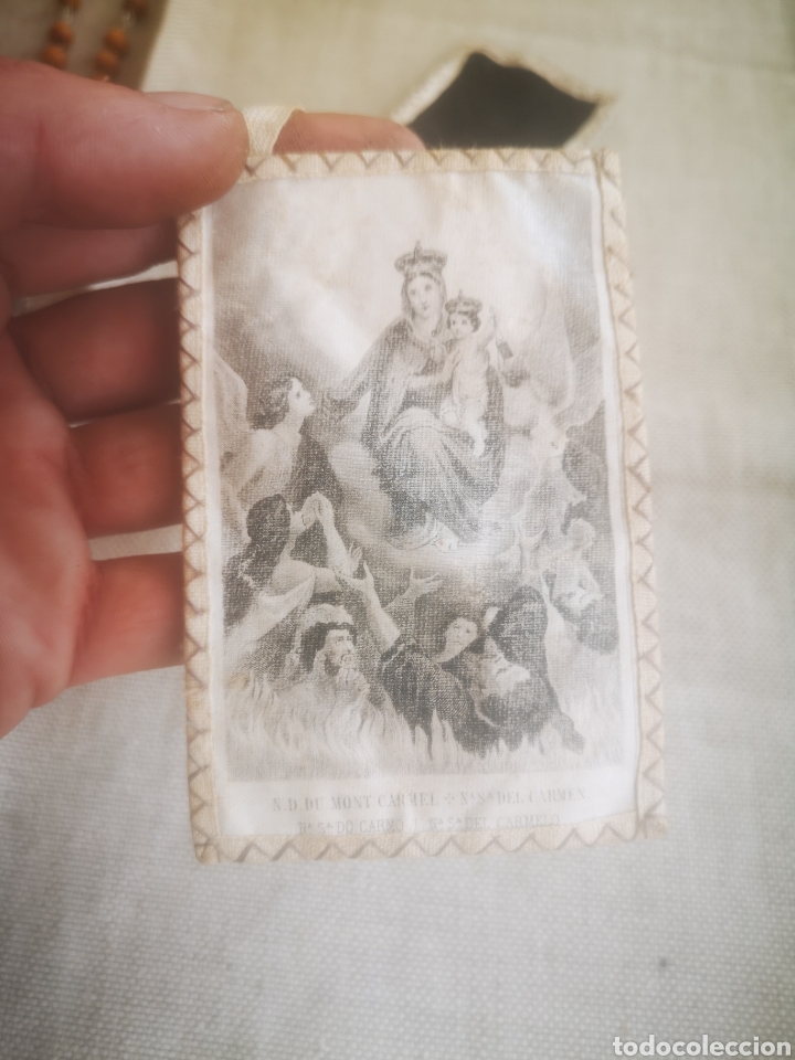 Antig&uuml;edades: Escapulario de Nuestra Se&ntilde;ora del Carmen. s.XIX - Foto 3