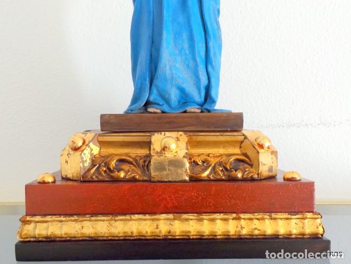 Antig&uuml;edades: PEANA MADERA POLICROMADA Y DORADA - Foto 5