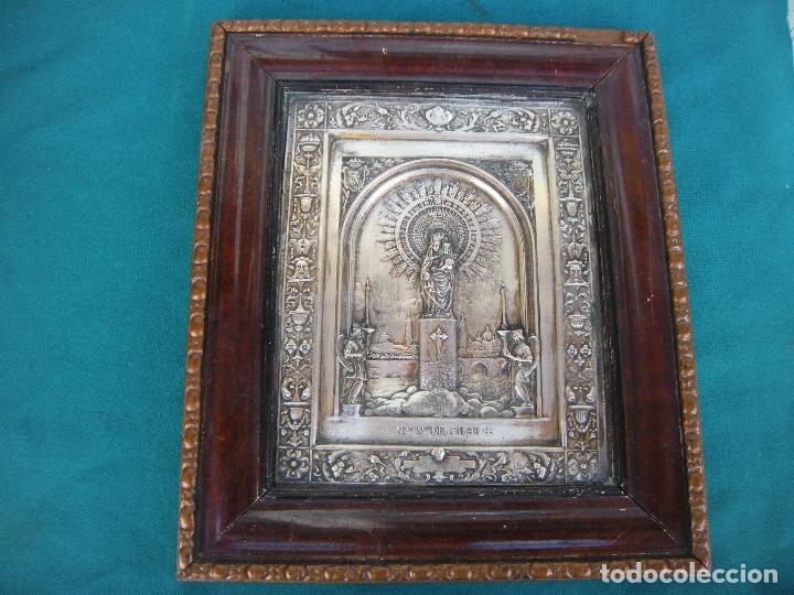 Antig&uuml;edades: CUADRO DE CHAPA VIRGEN DEL PILAR. - Foto 6