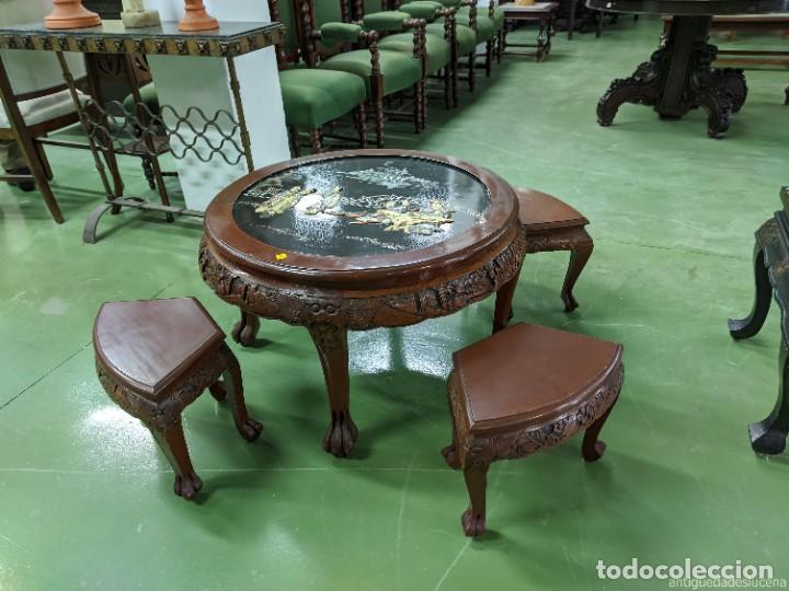 Antig&uuml;edades: N540 MESA CON ASIENTOS ESTILO ORIENTAL - Foto 1