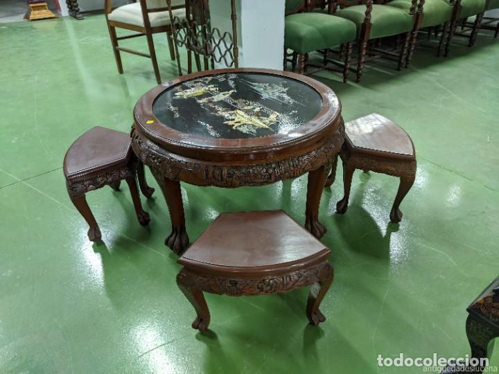 Antig&uuml;edades: N540 MESA CON ASIENTOS ESTILO ORIENTAL - Foto 2