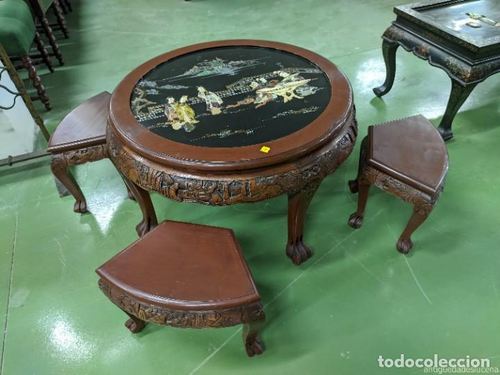 Antig&uuml;edades: N540 MESA CON ASIENTOS ESTILO ORIENTAL - Foto 3