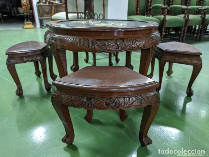 Antig&uuml;edades: N540 MESA CON ASIENTOS ESTILO ORIENTAL - Foto 4