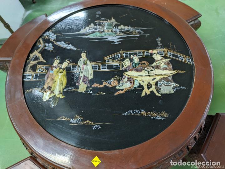 Antig&uuml;edades: N540 MESA CON ASIENTOS ESTILO ORIENTAL - Foto 5