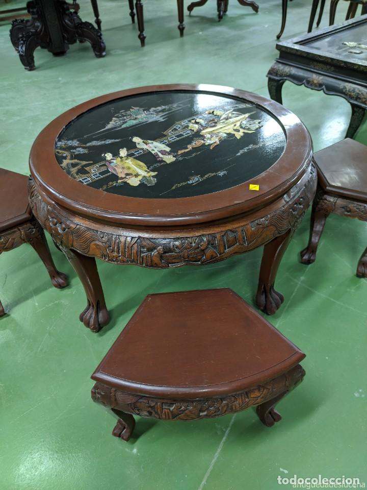 Antig&uuml;edades: N540 MESA CON ASIENTOS ESTILO ORIENTAL - Foto 7