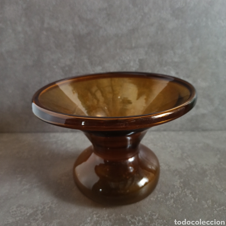 Antiquit&eacute;s: ANTIGUA ESCUPIDERA DE VIDRIO SOPLADO EN TONO AMBAR * 14 CM ALTO - 19 CM DI&Aacute;METRO