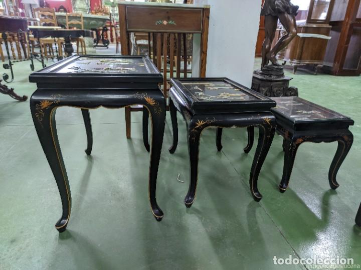 Antig&uuml;edades: N537 CONJUNTO DE 3 MESAS, ESTILO ORIENTAL - Foto 4