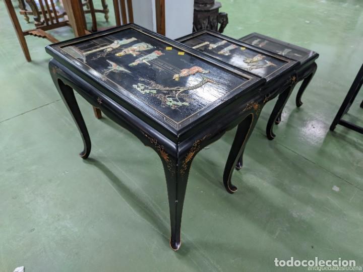 Antig&uuml;edades: N537 CONJUNTO DE 3 MESAS, ESTILO ORIENTAL - Foto 5