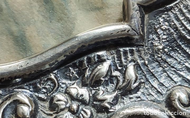 Antig&uuml;edades: EXCELENTE BENDITERA EN PLATA DE LEY Y CAOBA, SELLOS - Foto 6
