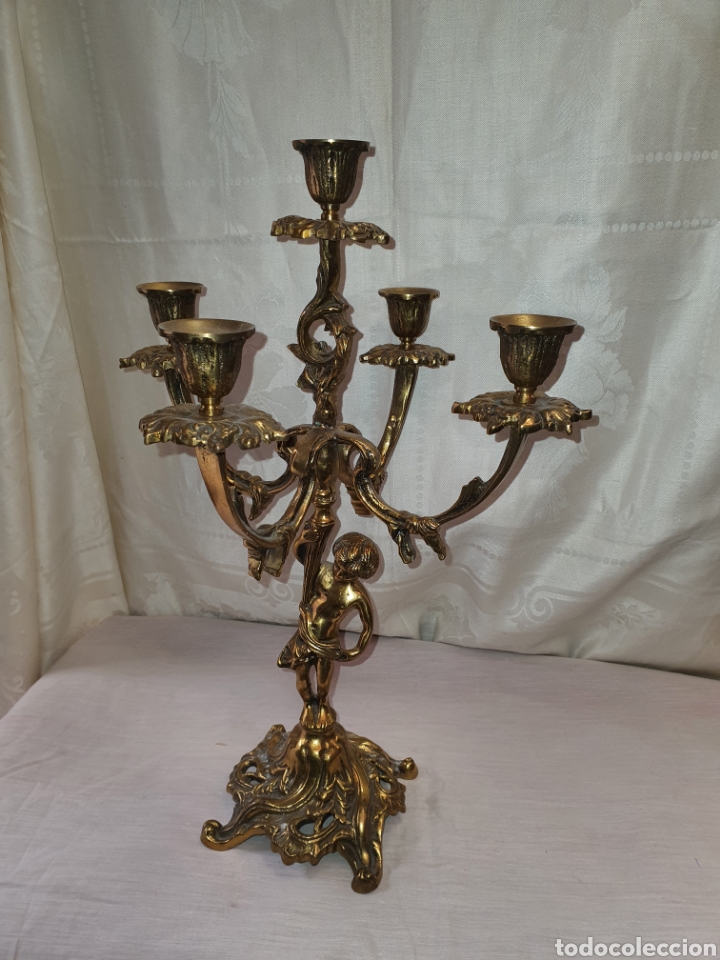 Antig&uuml;edades: Pareja de candelabros de bronce - Foto 7