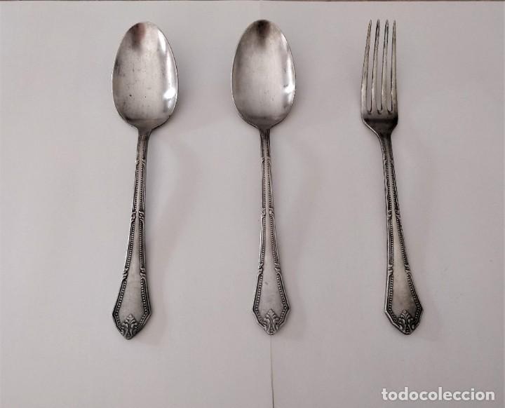 Antig&uuml;edades: Cuchara y Tenedor Alpaca Plateada - Foto 1