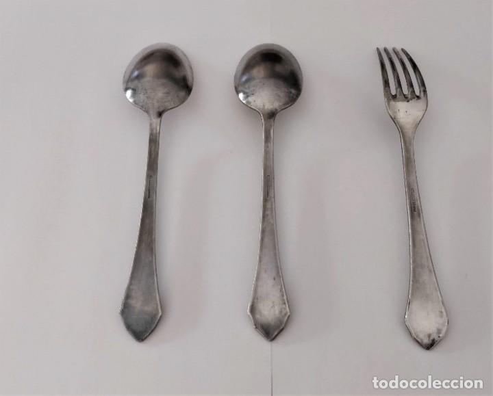 Antig&uuml;edades: Cuchara y Tenedor Alpaca Plateada - Foto 3