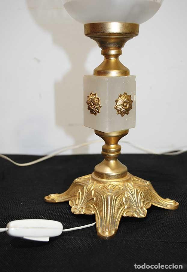 Antig&uuml;edades: L&Aacute;MPARA DE ALABASTRO Y BRONCE - Foto 4