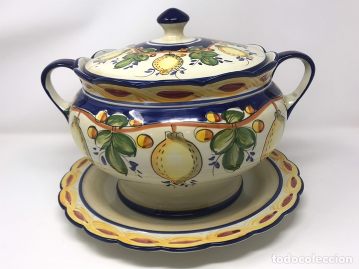 Antig&uuml;edades: Sopera con bandeja de ceramica - Foto 2