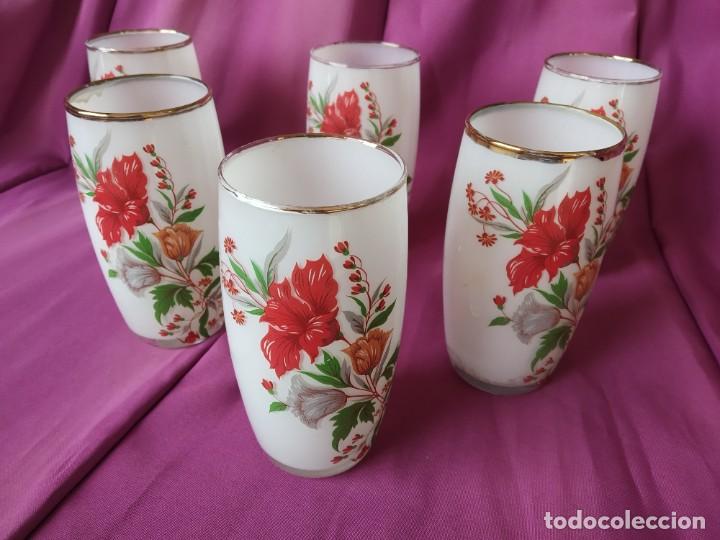 Antiquit&eacute;s: VASOS CRISTAL BLANCO CON DECORACI&Oacute;N FLORAL