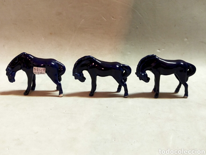 Antig&uuml;edades: CABALLOS DE PORCELANA EN AZUL COBALTO - Foto 4