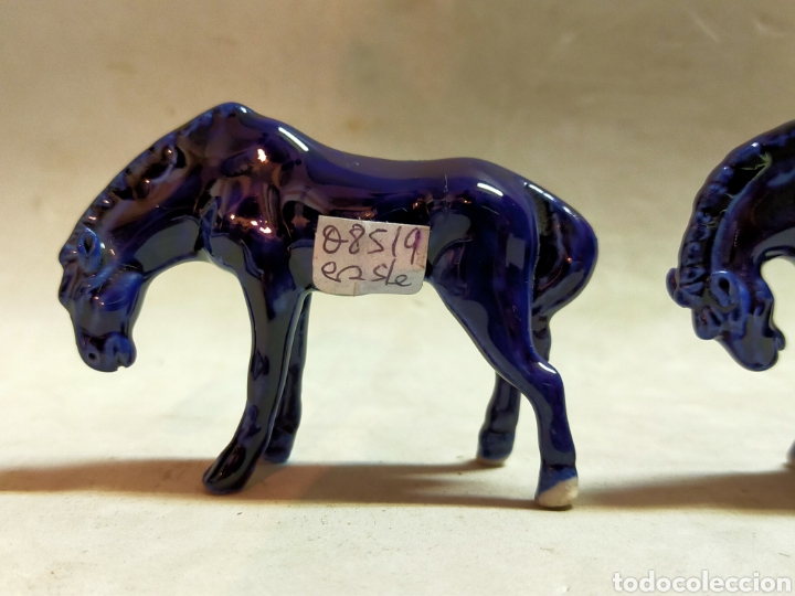 Antig&uuml;edades: CABALLOS DE PORCELANA EN AZUL COBALTO - Foto 5
