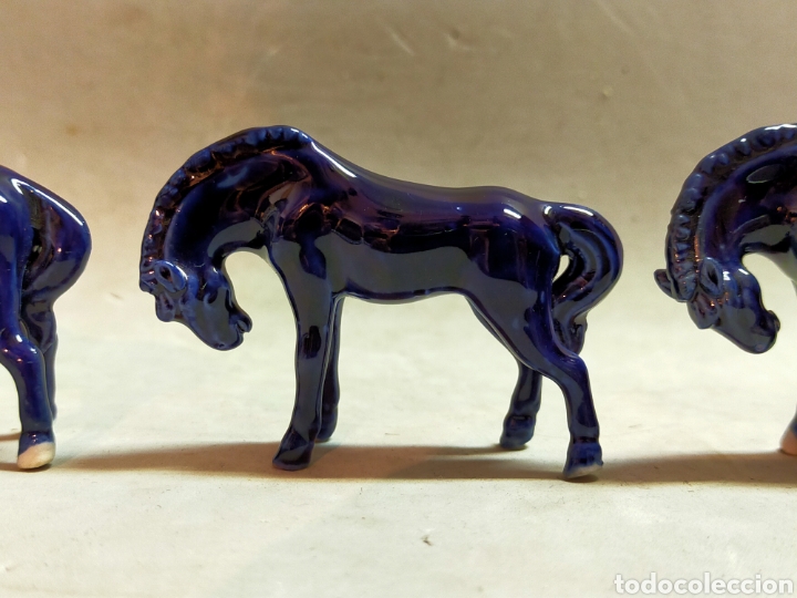 Antig&uuml;edades: CABALLOS DE PORCELANA EN AZUL COBALTO - Foto 6