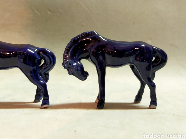 Antig&uuml;edades: CABALLOS DE PORCELANA EN AZUL COBALTO - Foto 7