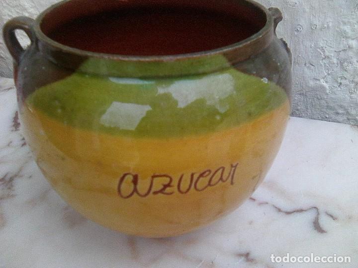 Antig&uuml;edades: Bote de az&uacute;car en cer&aacute;mica verde - Foto 1