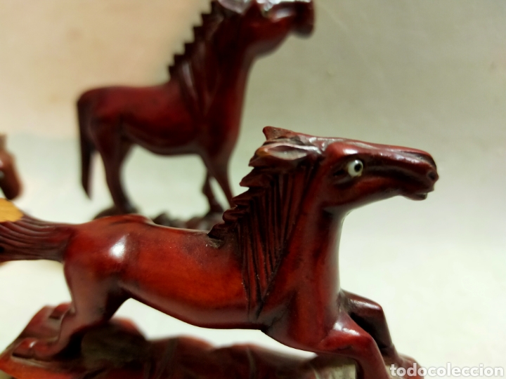 Antig&uuml;edades: FIGURAS DE CABALLO EN MADERA. 4 PIEZAS - Foto 15