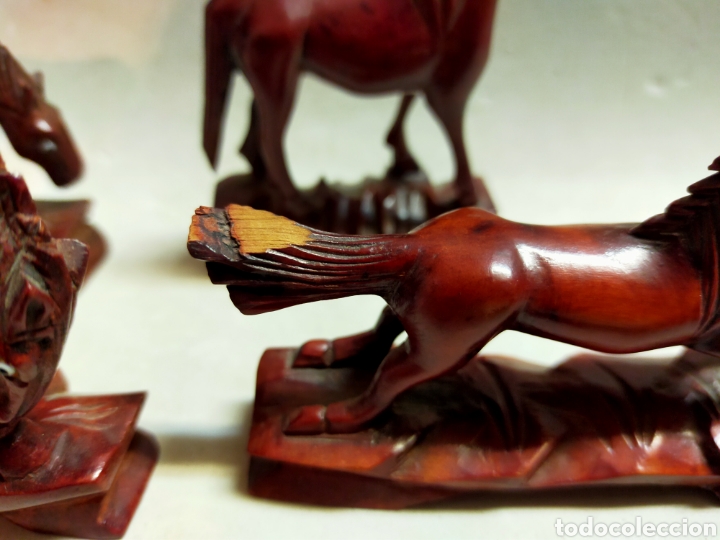 Antig&uuml;edades: FIGURAS DE CABALLO EN MADERA. 4 PIEZAS - Foto 16