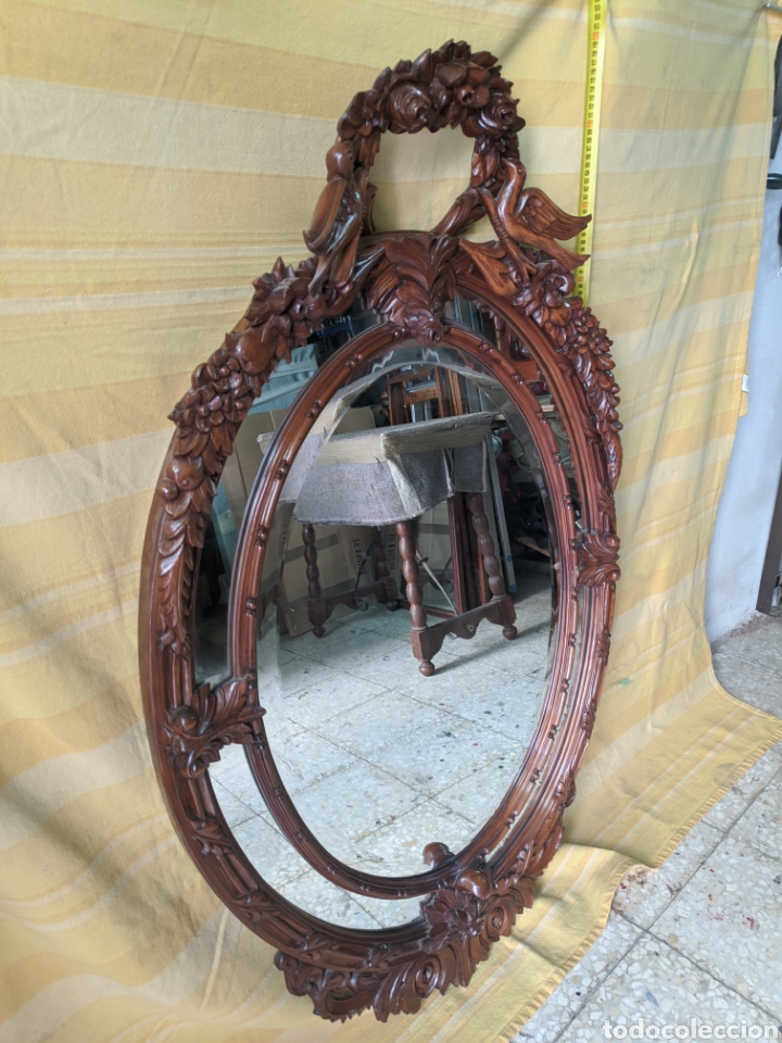 Antig&uuml;edades: Marco grande de p&aacute;jaros en madera de satin - Foto 2