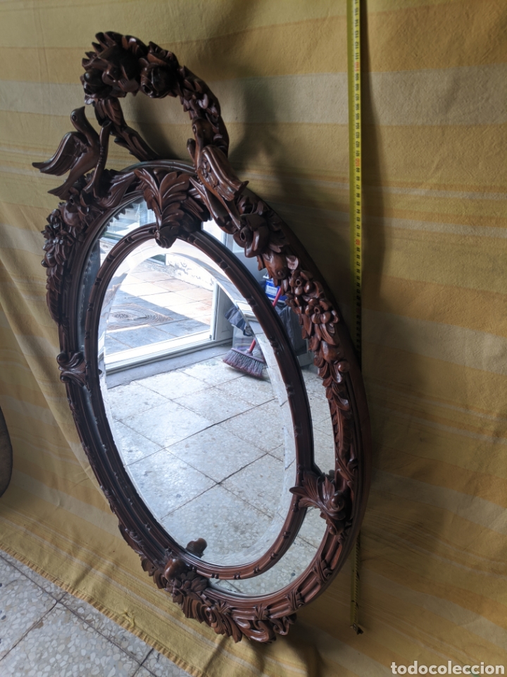 Antig&uuml;edades: Marco grande de p&aacute;jaros en madera de satin - Foto 5