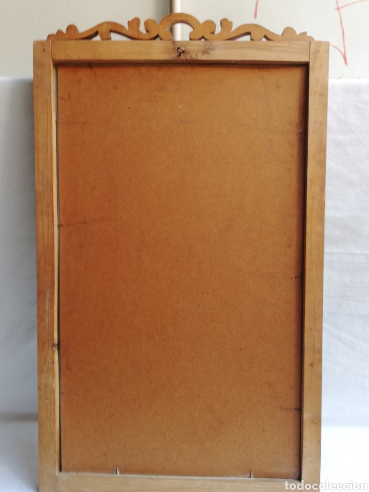 Antig&uuml;edades: ESPEJO RECTANGULAR DE MADERA CON COPETE. CRISTAL BISELADO. - Foto 8