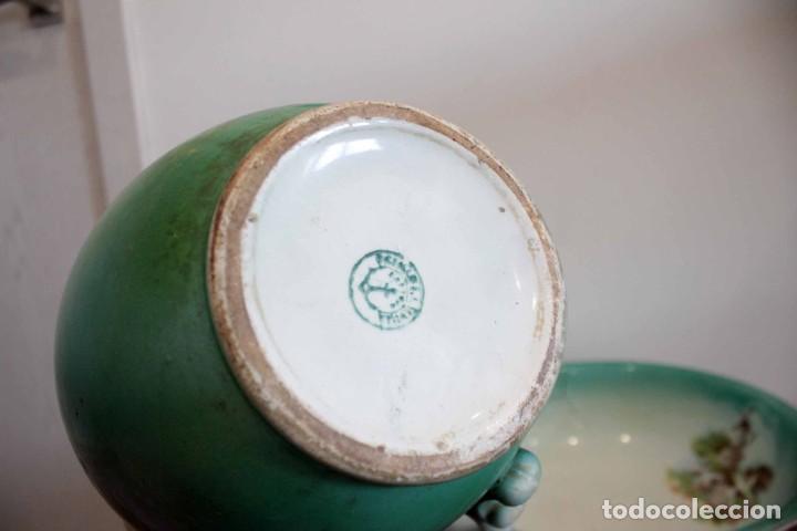 Antigüedades: Antigua zafa o lebrillo, con su jarra a juego, la cartuja, Sevilla - Foto 11 - 222222741