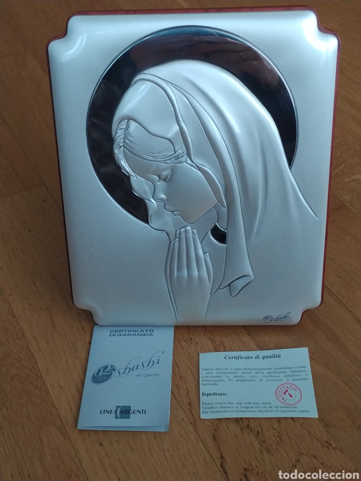 Antig&uuml;edades: Cuadro con placa de la virgen de plata 925, de la l&iacute;nea argenti - Foto 1