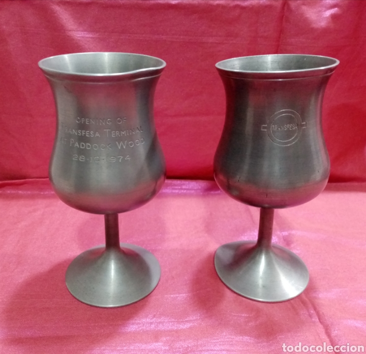 Antiques: TRANSFESA - 2 copas conmemorativas - inauguraci&oacute;n terminal Paddock Wood 1974
