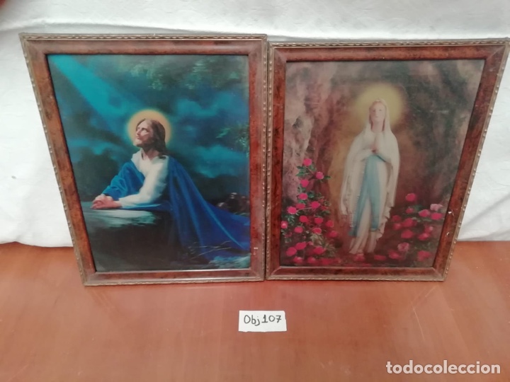 Antig&uuml;edades: PAREJA DE CUADROS RELIGIOSOS EN 3D - Foto 1
