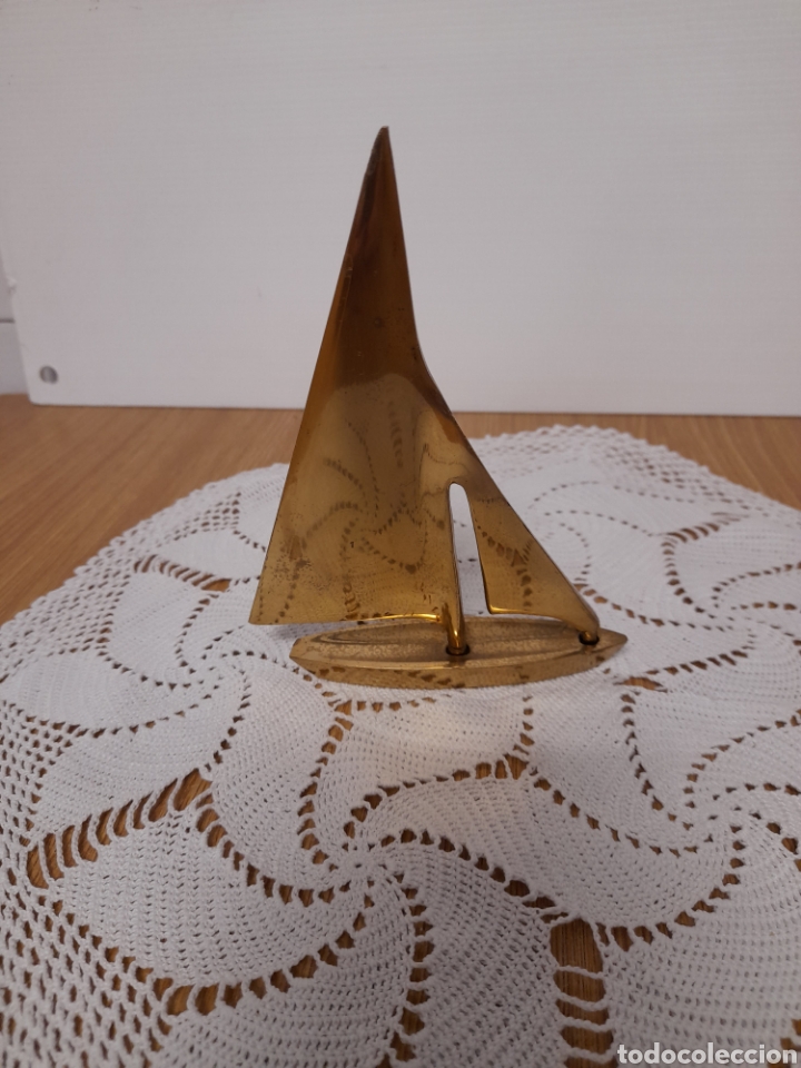 Antig&uuml;edades: FIGURA BARCO EN LATON - Foto 1