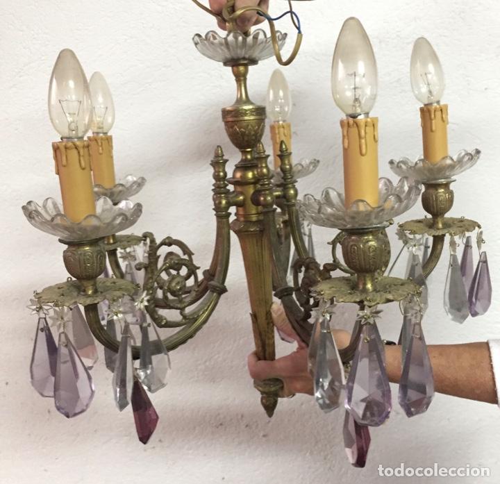 Antig&uuml;edades: Lampara bronce y cristal - Foto 1