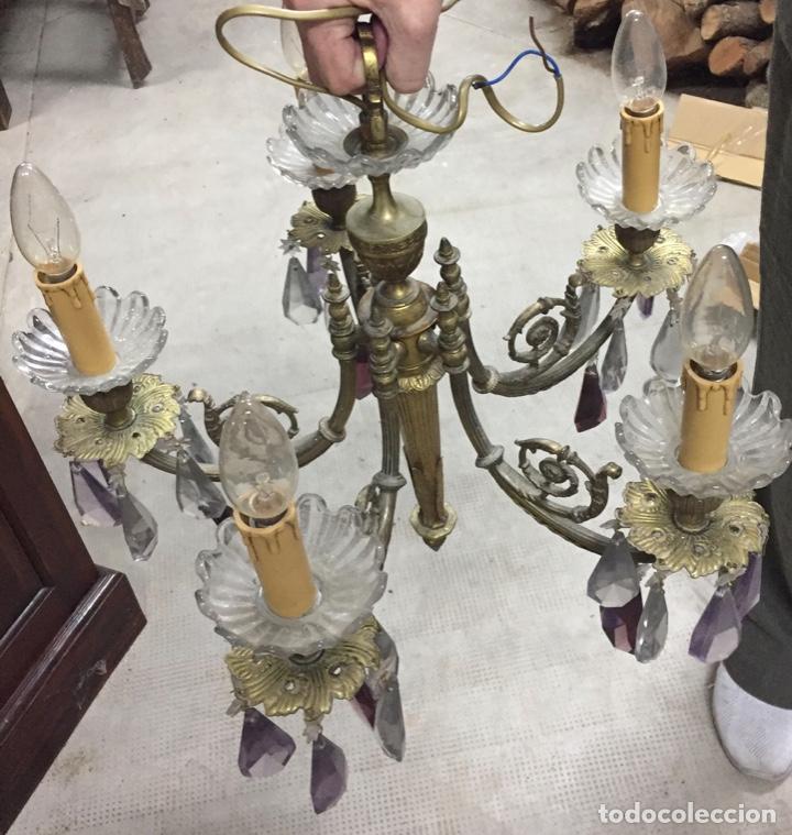 Antig&uuml;edades: Lampara bronce y cristal - Foto 2