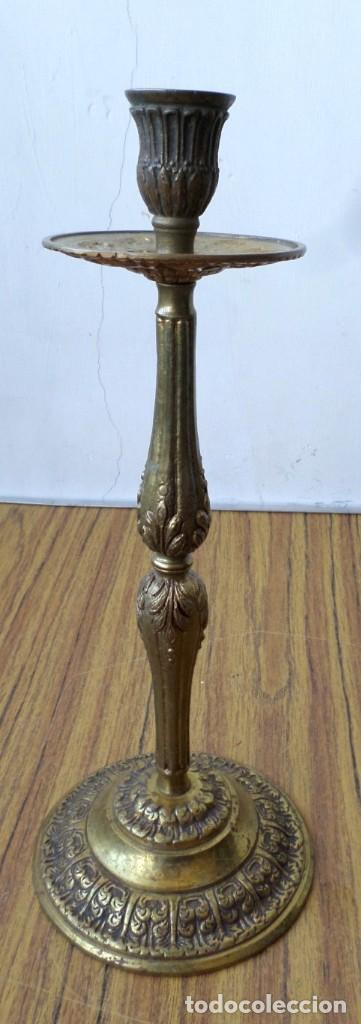 Antig&uuml;edades: Candelabro - l&aacute;mpara bronce lat&oacute;n - Foto 2