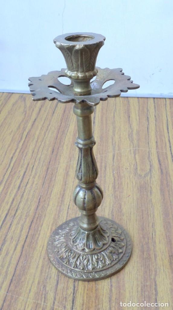 Antig&uuml;edades: Candelabro - l&aacute;mpara bronce lat&oacute;n - Foto 1