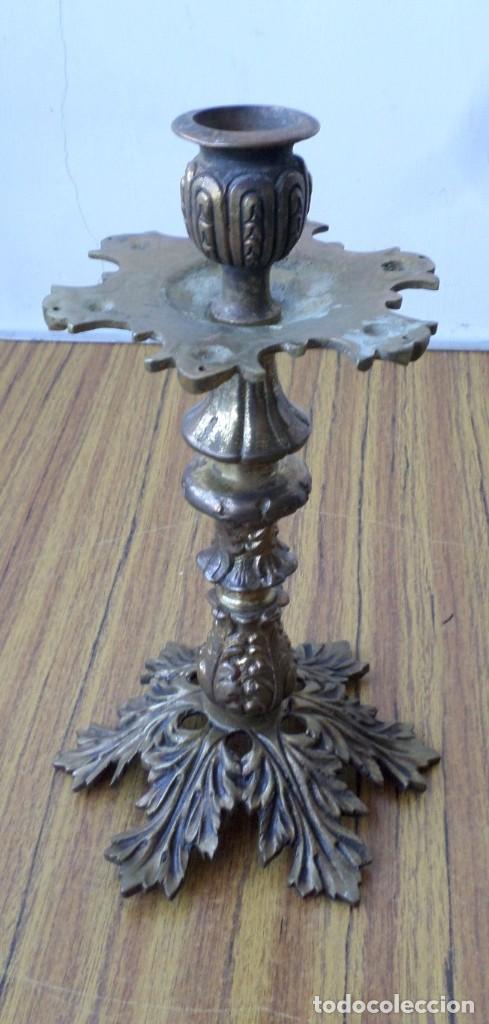 Antig&uuml;edades: Candelabro - l&aacute;mpara bronce lat&oacute;n - Foto 4