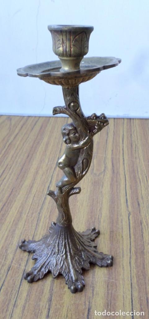 Antig&uuml;edades: Candelabro - l&aacute;mpara bronce lat&oacute;n - Foto 1